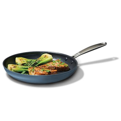 OXO Enhanced 10” Nonstick Frying Pan Skillet, Ceramic PFAS-Free Cookware, Stainless Steel Handle, Eggs & Omelets, Dishwasher & Oven Safe, Storm Blue