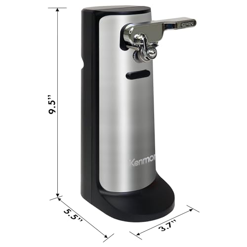 Kenmore Electric Can Opener - Arthritis-Friendly, Bottle Opener, Knife sharpener, Latas Abrelatas, Cord Storage, Automatic Countertop Appliance Stainless Steel Detachable Cutting Lever