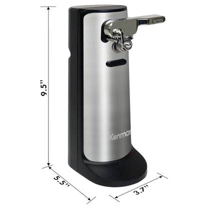 Kenmore Electric Can Opener - Arthritis-Friendly, Bottle Opener, Knife sharpener, Latas Abrelatas, Cord Storage, Automatic Countertop Appliance Stainless Steel Detachable Cutting Lever
