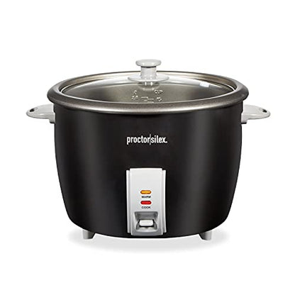 Proctor Silex Rice Cooker & Food Steamer, 30 Cups Cooked (15 Cups Uncooked), Includes Steam and Rinsing Basket, Black (37555)