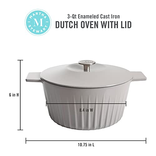 Martha Stewart Eastholm 3-Quart Enameled Cast Iron Dutch Oven - Grey