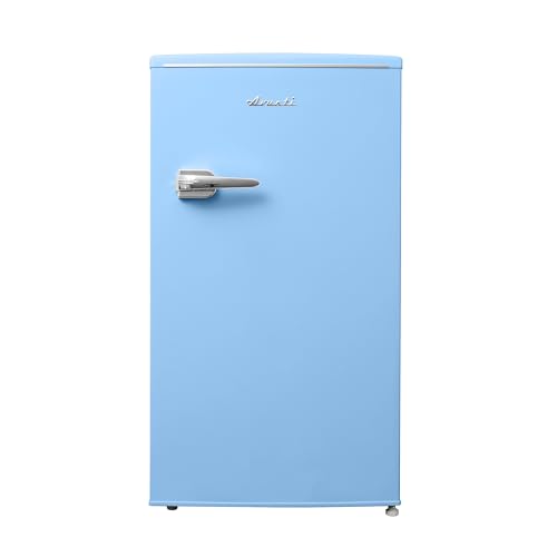 Avanti Mini Fridge Retro Design Compact Refrigerator for Home Office or Dorm, Features Single Door Removable Glass Shelves Manual Defrost and Mechanical Adjustable Temp Control, 3.0 Cu.Ft, Blue