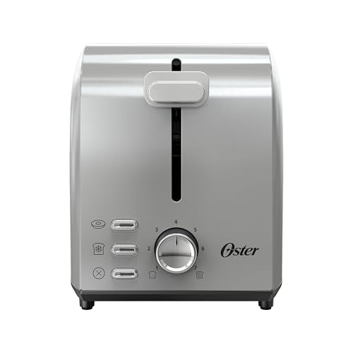 Oster 2-Slice Toaster with Extra Wide Slots, Bagel Toaster, Stainless Steel