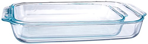 Pyrex Clear Glass Casserole Baking Dishes Set – 233 (3-Qt) and 232 (2-Qt) Rectangular Oven Bakeware – Perfect for Casseroles, Brownies, Food Preparation and so much More - Made in the USA