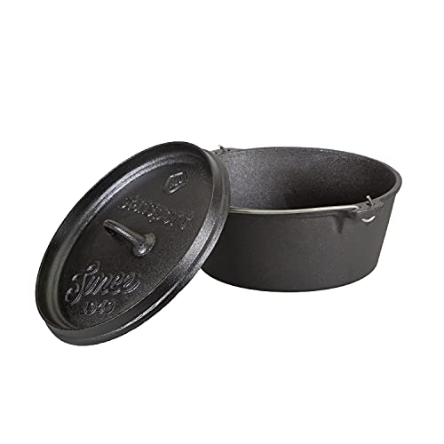 Stansport's Cast Iron Dutch Oven with Lid (16023) - Large 4 Quart Capacity, Durable Cast Iron Construction, Perfect for Outdoor Cooking, Home Kitchen and Camping Trips, Flat Bottom Design