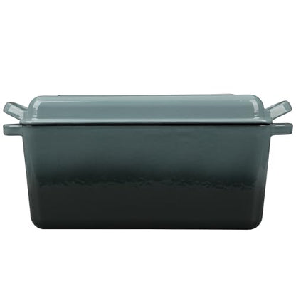 EDGING CASTING Enameled Cast Iron Dutch Oven, Oblong Bread Oven for Sourdough Bread Baking, Baking Pan, Dual Handles, Oven Safe, 4 Quart, Slateblue
