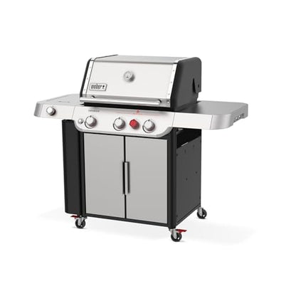 Weber Genesis S-335 Liquid Propane Gas Grill for Outdoor Cooking, Stainless Steel, 3 Burners and 1 Side Burner – Stainless Steel Cooking Grates, PureBlu Burners & Sear Zone