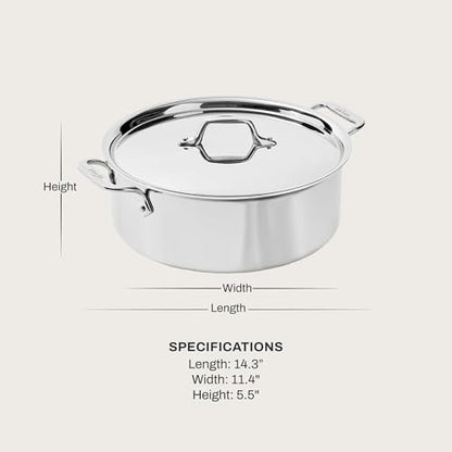 All-Clad D3® Stainless Steel 6 Quart Stockpot With Lid- Made in the USA- The Original Bonded Professional Cookware- Oven Safe & Induction Compatible
