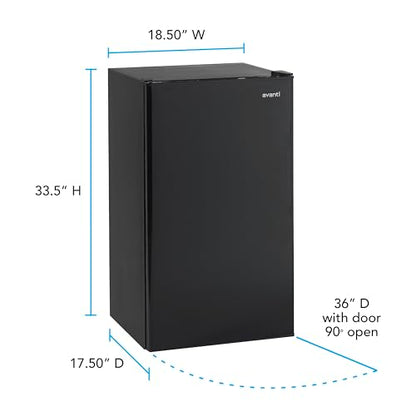 Avanti 3.3 Cu. Ft. Mini Fridge Compact Refrigerator with Adjustable Temperature, Removable Shelves, Chiller Compartment wiith Flush-Back Design, 3.3 cu.ft., Black
