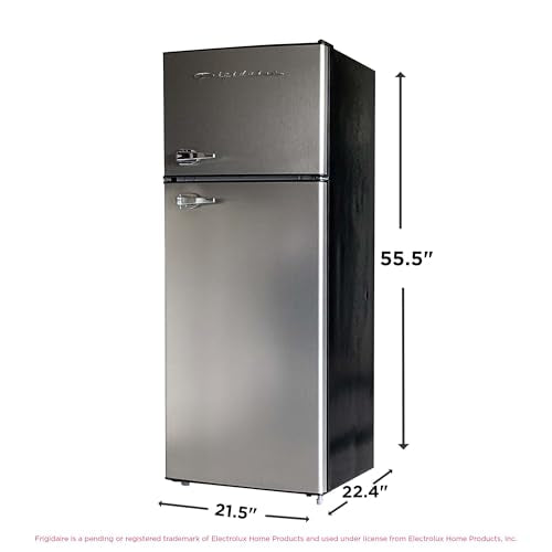 Frigidaire, 2 Door Apartment Size Refrigerator/Freezer Combo, 7.5 cu ft, Platinum Series, Stainless, 23" D x 21.5" W x 55.5" H