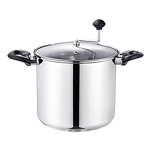 Lehman's Manual Stovetop Popcorn Popper, Stainless Steel Popcorn Maker with Stirring Rod, No Measuring Needed, Doubles as Cooking Pot