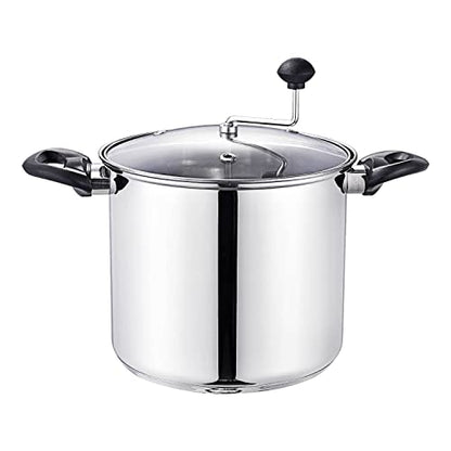 Lehman's Manual Stovetop Popcorn Popper, Stainless Steel Popcorn Maker with Stirring Rod, No Measuring Needed, Doubles as Cooking Pot