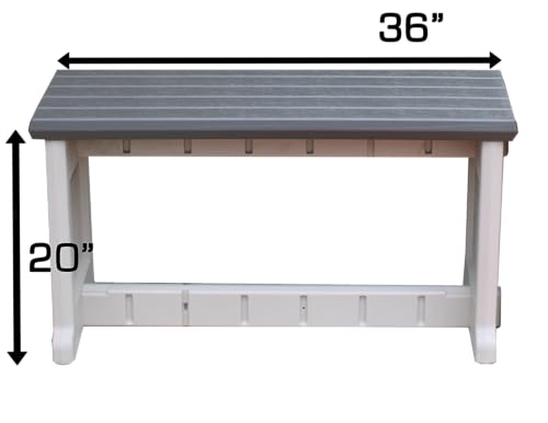 Leisure Accents Bench, Deep Grey Top with Warm Grey Sides, 1 Pack - Proudly Made in The USA, Click and Lock Hardware-Free Assembly, Durable and Stylish Outdoor Seating
