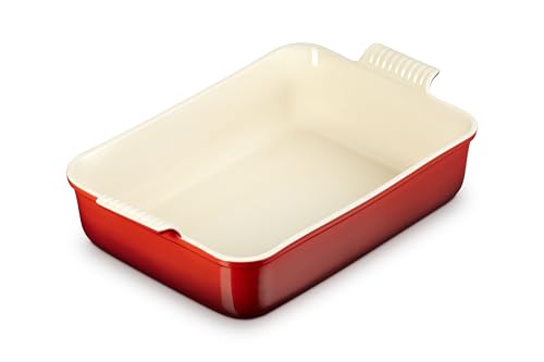 Le Creuset Stoneware Heritage Deep Rectangular Lasagna Dish, 6.75 qt., Cerise