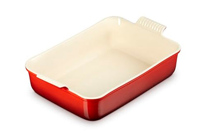 Le Creuset Stoneware Heritage Deep Rectangular Lasagna Dish, 6.75 qt., Cerise