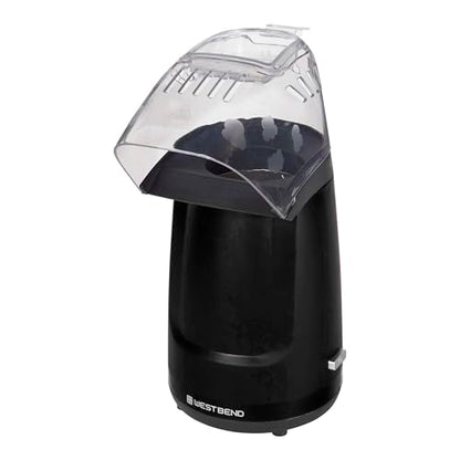 West Bend Air Crazy Hot Air Popcorn Popper Machine 4-Quart Oil-Free Popping for Healthier Snacks Dual-Purpose Measuring and Butter Cup On/Off Switch Compact Design, in Black