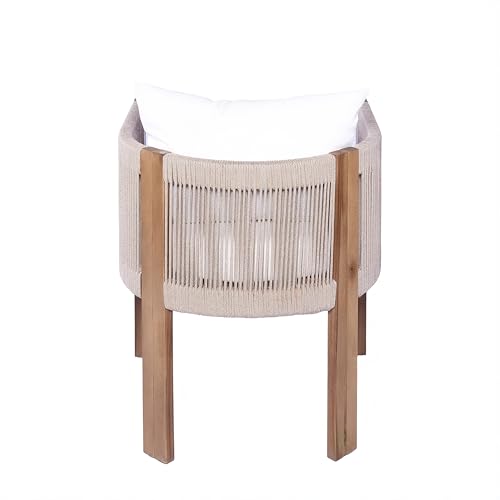 Christopher Knight Home Matera Acacia Wood Outdoor Dining Set for 8, 9 Piece Patio Dining Table and Chair Set, Wooden Outdoor Dining Armchair and Table Set with Removable Cushion, Light Teak+Beige
