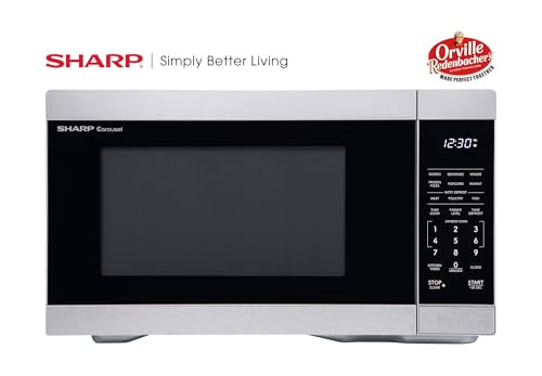 SHARP Countertop Microwave Oven with Removable 12.4" Carousel Turntable, 1000 Watt, 1.1 Cubic Feet, Stainless Steel