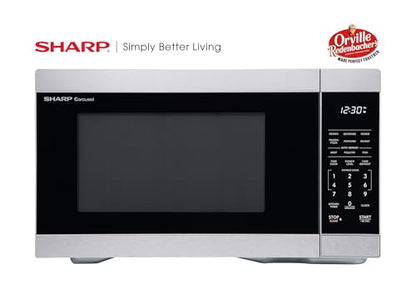 SHARP Countertop Microwave Oven with Removable 12.4" Carousel Turntable, 1000 Watt, 1.1 Cubic Feet, Stainless Steel