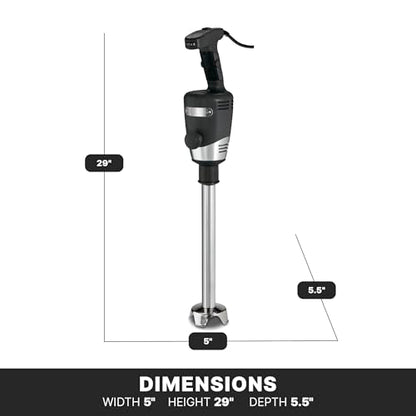 Waring Commercial Big Stix Heavy Duty Stick Immersion Hand Held Blender, 14" Removable Shaft, 1 HP, 750 Watt, Variable Speed Motor, Professional Restaurant Grade, 15 Gal Capacity, 120V, 5-15P WSB55, Black/Silver
