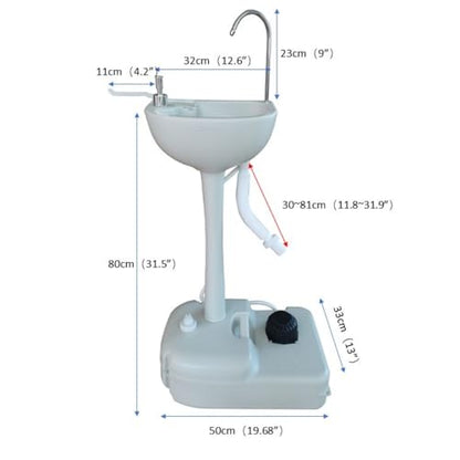 Portable Camping Sink with Towel Holder & Soap Dispenser, Portable Sink Camping Hand Washing Station Hand Wash Basin Stand with Rolling Wheels for Outdoor Events, Gatherings, Worksite, Camping