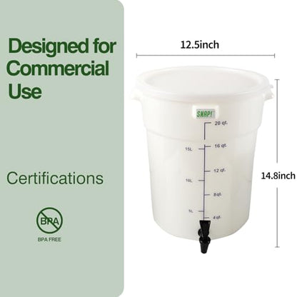 Snap! 5 Gallon Cold Brew Coffee Maker – Low Acid Commercial Cold Brew System with Dual Filtration for Smooth Coffee -Cold Brew Coffee Set-White
