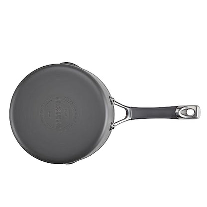 Circulon Radiance Hard-Anodized Nonstick Saucepan, Durable Nonstick Cookware, Sauce Pan with Straining Lid, 3-Quart, Gray
