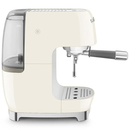 Smeg ECF03 Made in Italy Retro Espresso Machine with Cold Brew, 15 Bar Pump, Thermoblock Heating, Steam Wand, Adjustable Temperature, 47 oz Water Tank- (Cream)