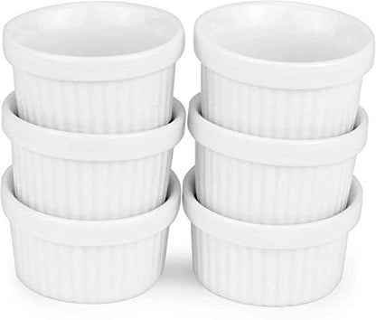 Kÿchen Mini Ramekins 1 oz. 30 ml|Microwave & Oven Safe, Porcelain Souffle Dish, Dipping Sauce, & Small Dessert Cups| 6 Count