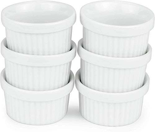 Kÿchen Mini Ramekins 1 oz. 30 ml|Microwave & Oven Safe, Porcelain Souffle Dish, Dipping Sauce, & Small Dessert Cups| 6 Count