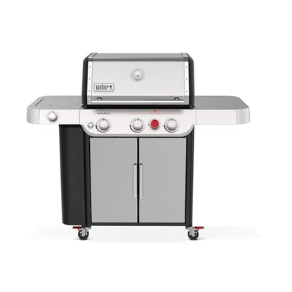 Weber Genesis S-335 Liquid Propane Gas Grill for Outdoor Cooking, Stainless Steel, 3 Burners and 1 Side Burner – Stainless Steel Cooking Grates, PureBlu Burners & Sear Zone