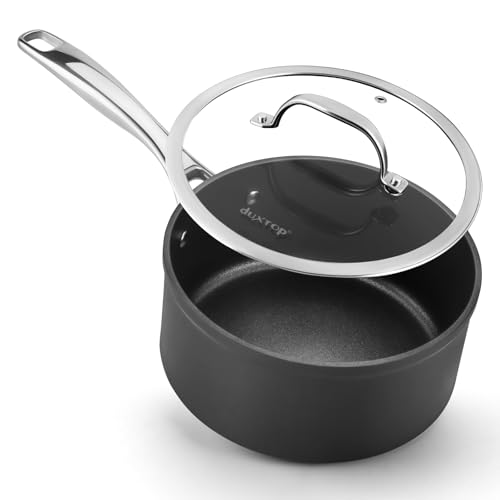 Duxtop Pro Nonstick Sauce Pan, Hard Anodized 2 Quart Saucepan with Glass Lid, Kitchen Cooking Pot for Easy Cleanup, Dishwasher & Oven Safe, Compatible with All Cooktops
