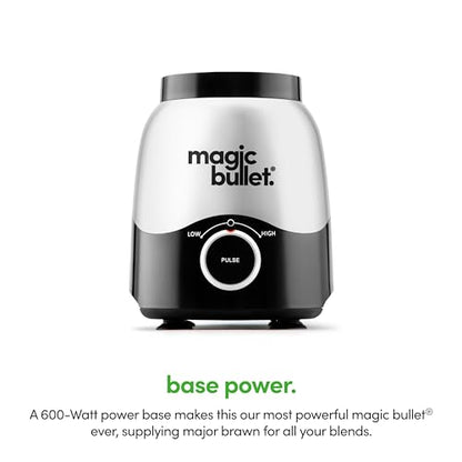 magic bullet Combo Blender, 600W, 48oz Pitcher, 16oz Cup with To-Go Lid, Easy Cleaning, Cross Blade, for Smoothies, Sauces, Shakes, Salsa, Hot Blends, Silver, MBF50200