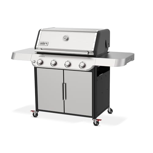 Weber Genesis S-415 Liquid Propane Gas Grill for Outdoor Grilling, 4 Burners, Stainless Steel