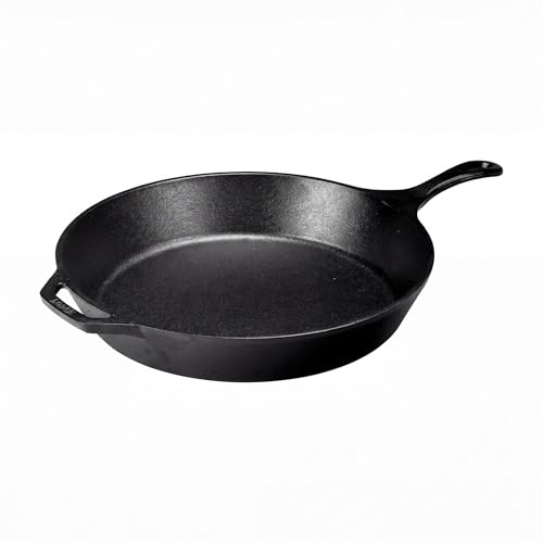 Lodge Seasoned Cast Iron Skillet 15 Inches - Frying Pan for the Stove, Grill or Campfire - Cooks Evenly - Features Easy-Grip Teardrop Handle - Non-Toxic, Nonstick & Long-Lasting