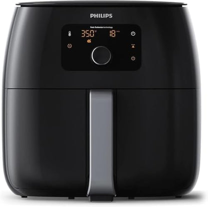 Philips Premium Airfryer XXL, Fat Removal Technology, 3lb/7qt, Rapid Air Technology, Digital Display, Keep Warm Mode, 5 Cooking Presets, HomeID App, Family Sized, Black (HD9650/96)