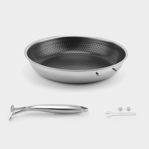 Ranbomer Hybrid Ceramic Non Stick Frying Pan 10 Inch, 5-Ply Stainless Steel Skillet,Stay-Cool Handle,Induction Ready, Compatible with All Cooktops, PFAS-Free, Non-Toxic.(10 Inch)
