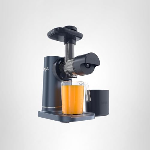 Ninja NeverClog Cold Press Juicer | Powerful Electric Slow Masticating Juicer with Pulp Control | XL Capacity | 24 oz. Juice Jug & 36 oz. Pulp Container | Dishwasher Safe | Navy | 150W | JC151NV