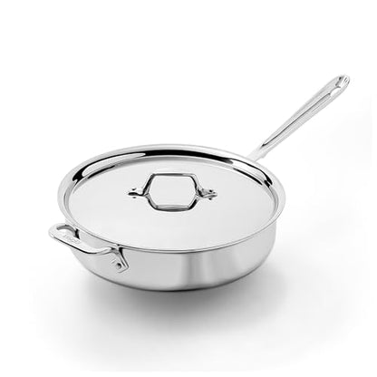 All-Clad D3® Stainless Steel 4 Quart Saute Pan With Lid- Made in the USA- The Original Bonded Professional Cookware- Oven Safe & Induction Compatible