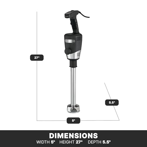 Waring Commerical WSB50 Big Stix Heavy Duty Immersion Blender, 12" Removable Shaft, 1 HP/700 Watt Variable Speed Motor, 120V, 5-15 Phase Plug,Black/Silver