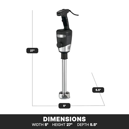 Waring Commerical WSB50 Big Stix Heavy Duty Immersion Blender, 12" Removable Shaft, 1 HP/700 Watt Variable Speed Motor, 120V, 5-15 Phase Plug,Black/Silver