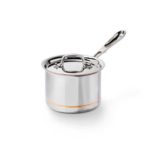 All-Clad Copper Core 5-Ply Stainless Steel Sauce Pan 2 Quart Induction Oven Broiler Safe 600F Pots and Pans, Cookware Silver