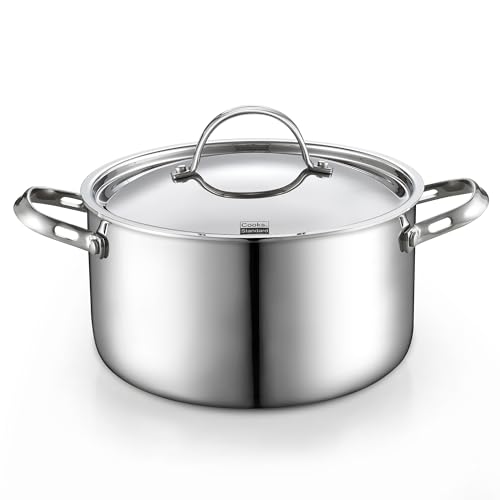 Cooks Standard Multi-Ply Clad Stainless Steel Stock Pot, 6-Quart Pasta Cooking Canning Pot with Lid, Deep Stockpot Induction Cookware