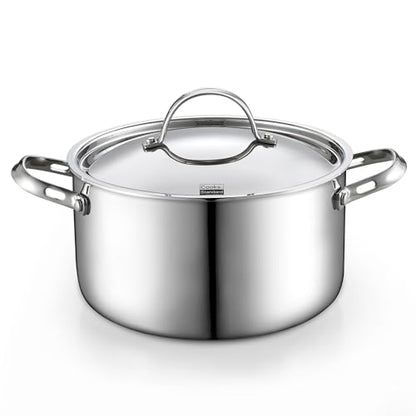 Cooks Standard Multi-Ply Clad Stainless Steel Stock Pot, 6-Quart Pasta Cooking Canning Pot with Lid, Deep Stockpot Induction Cookware