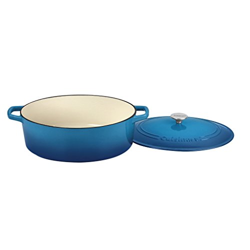 Cuisinart Chef's Classic Enameled Cast Iron Oval Covered Casserole (Gradient Blue, 7- Quart)