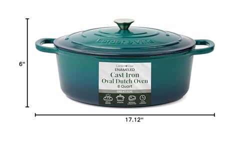 Larder & Vine Enameled Cast Iron 8 qt Dutch Oven Pot with Lid | Bread Baking | Compatible on All Cooktops & Oven Safe to 500° F | Great for Sourdough Bread | Bondi