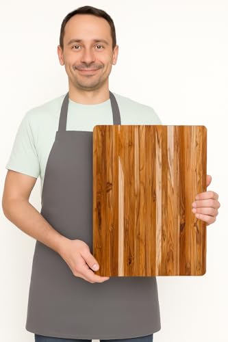 Teakhaus Cutting Board - Large (L) Teak Wood Cutting Board 20”L x 15”W x 1.5” Thick - Sustainably Harvested and FSC Certified - Knife Friendly with Natural Oil Finish
