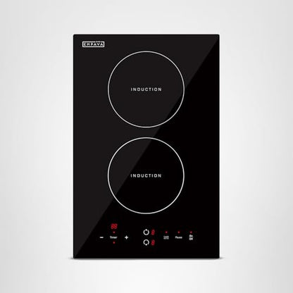 Empava Electric Stove Induction Cooktop Vertical with 2 Burners Vitro Ceramic Smooth Surface Glass in Black 120V, 12 Inch