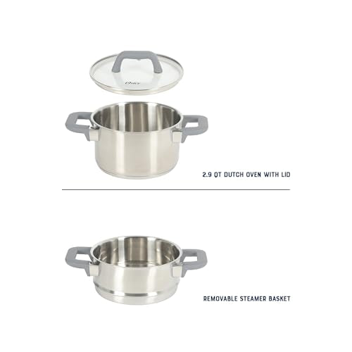 Oster Beauford 3 Quart Stainless Steel Dutch Oven With Steamer Set - Induction Safe