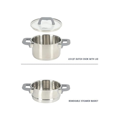 Oster Beauford 3 Quart Stainless Steel Dutch Oven With Steamer Set - Induction Safe